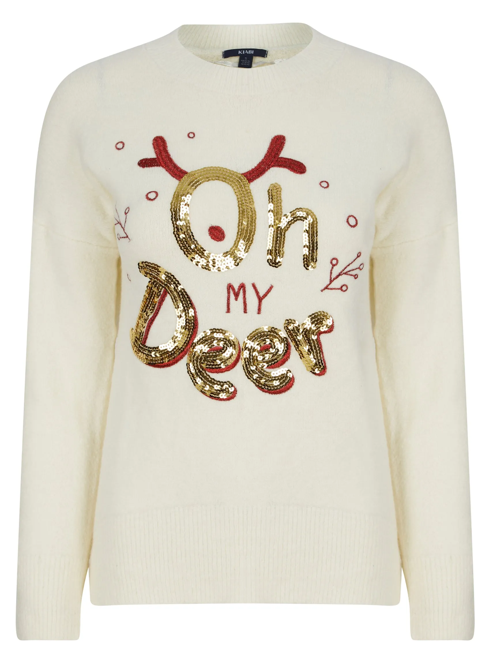 Ladies Cream Christmas Santa Xmas Festive Holiday Sequin Jumper sold by Your Style Outlet