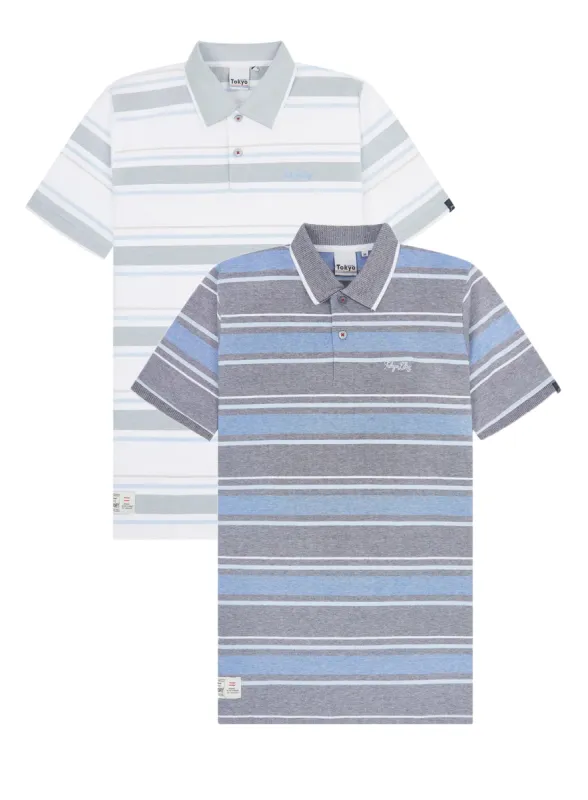 Mens Tokyo Laundry Striped Collared Polo T-Shirt made by Your Style Outlet