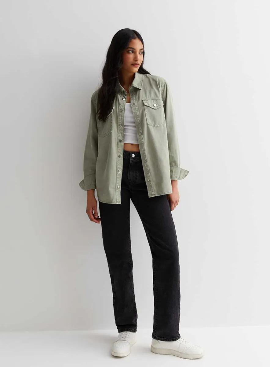 Ladies Cotton Denim Oversized Shirt In Pink & Khaki sold by Your Style Outlet product image thumbnail 2