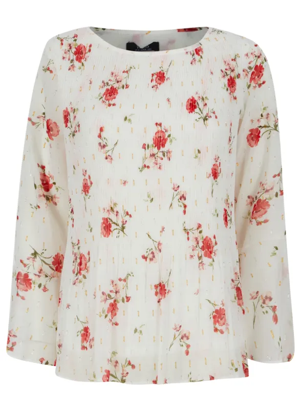 Ex Wallis Floral Print Pleated Long Sleeve Blouse sold by Your Style Outlet