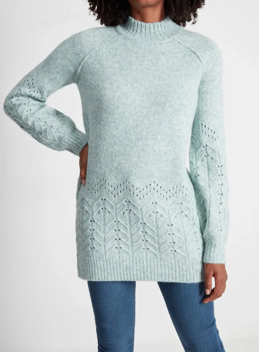 Ladies Green Pointelle Knit High Neck Tunic Jumper sold by Your Style Outlet product image thumbnail 2