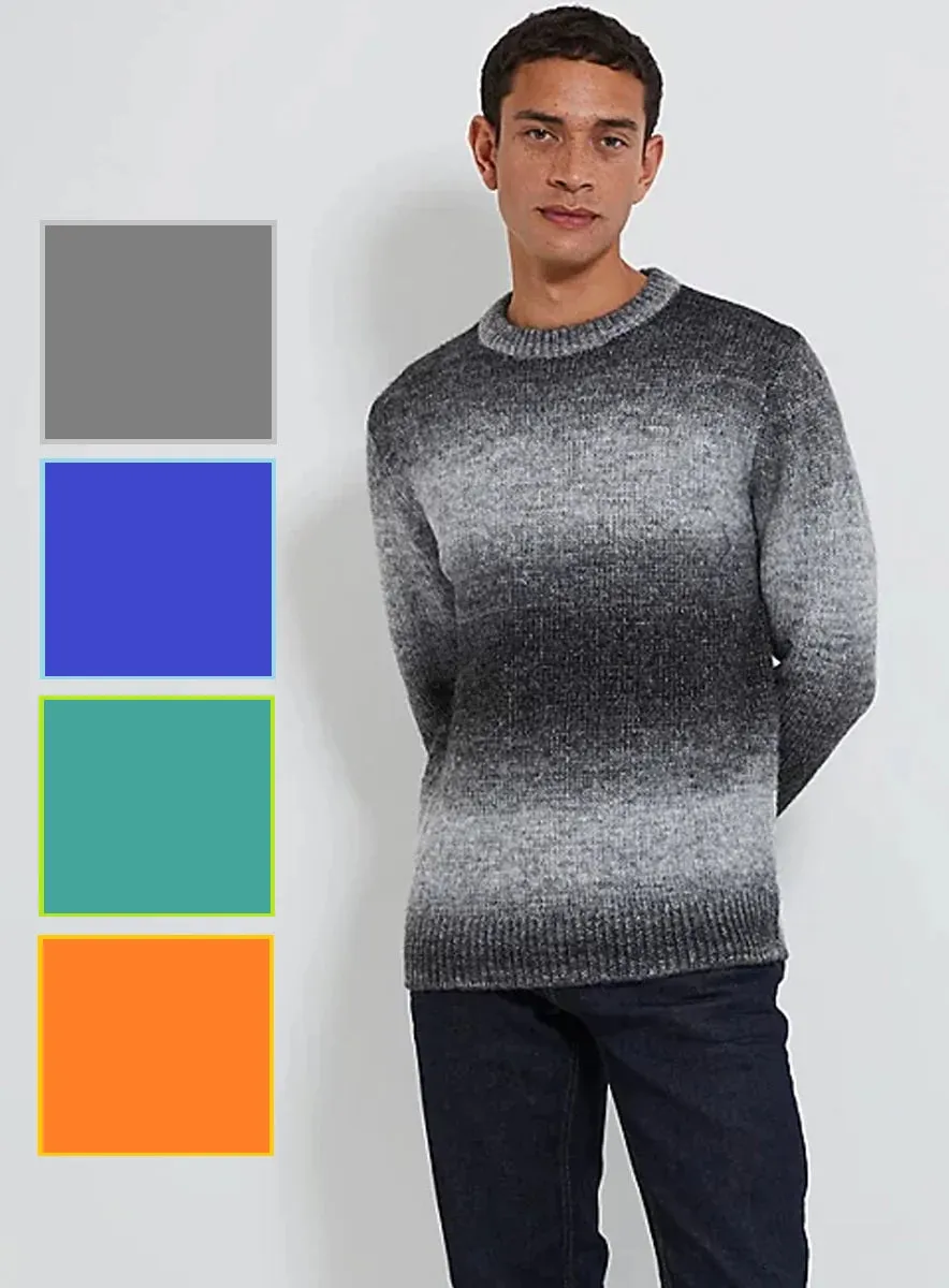 Mens Ombre Wool Blend Soft Knitted Jumper sold by Your Style Outlet