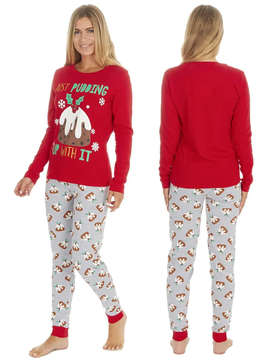 Ladies Christmas Pudding Jersey Pyjama Set sold by Your Style Outlet