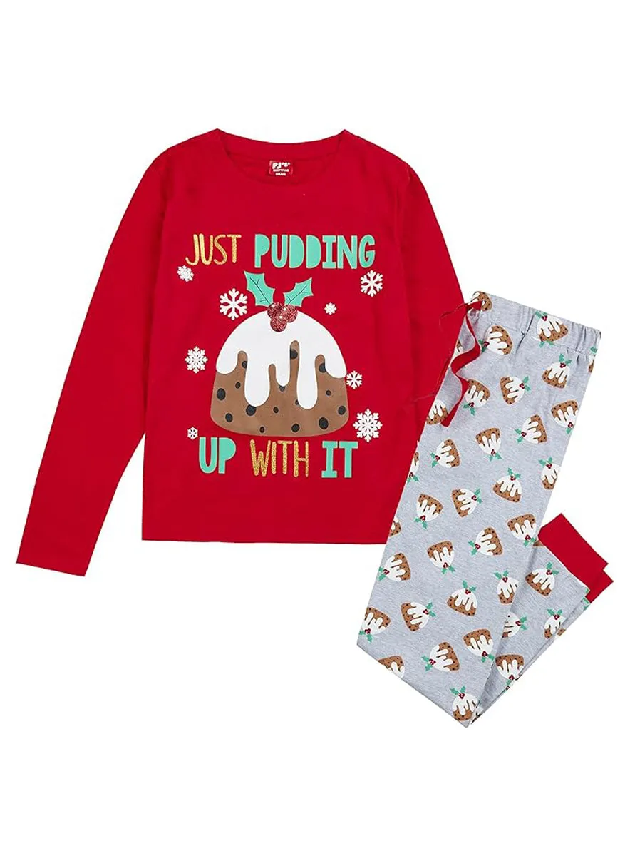 Ladies Christmas Pudding Jersey Pyjama Set sold by Your Style Outlet product image thumbnail 4