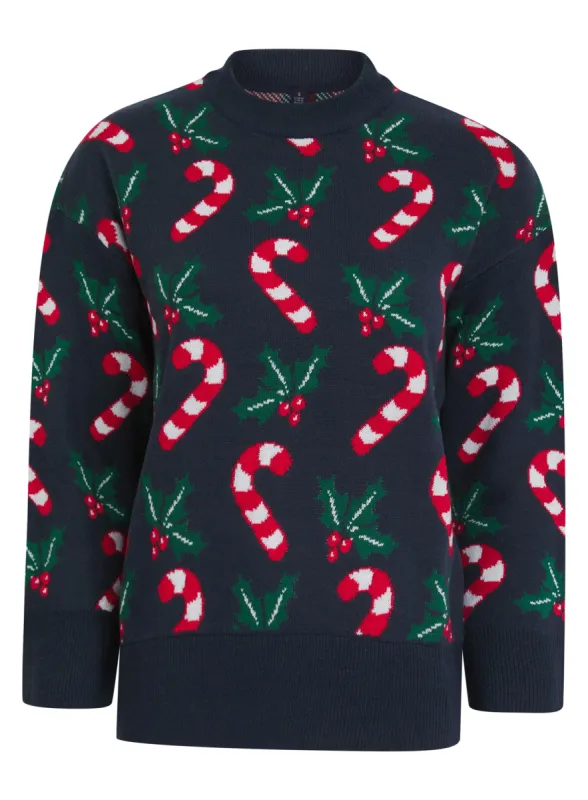Ladies Christmas Candy Cane Xmas Festive Holiday Jumper sold by Your Style Outlet