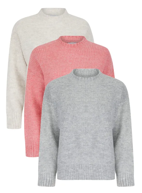 Ladies Papaya Turtleneck Cable Jumper Grey Pink Beige sold by Your Style Outlet