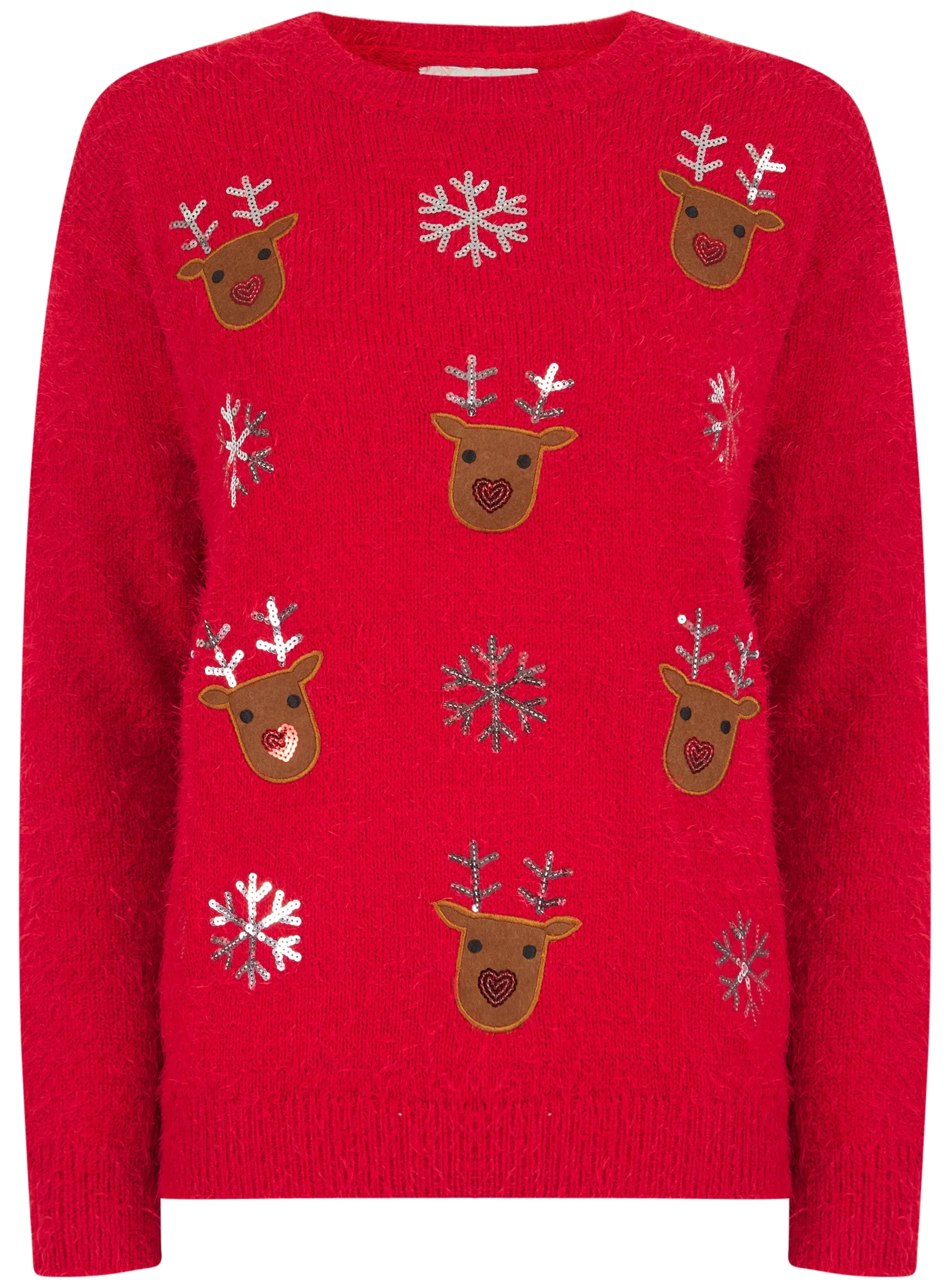 Ladies Sequin Reindeer Christmas Festive Jumper Red Navy sold by Your Style Outlet product image thumbnail 5