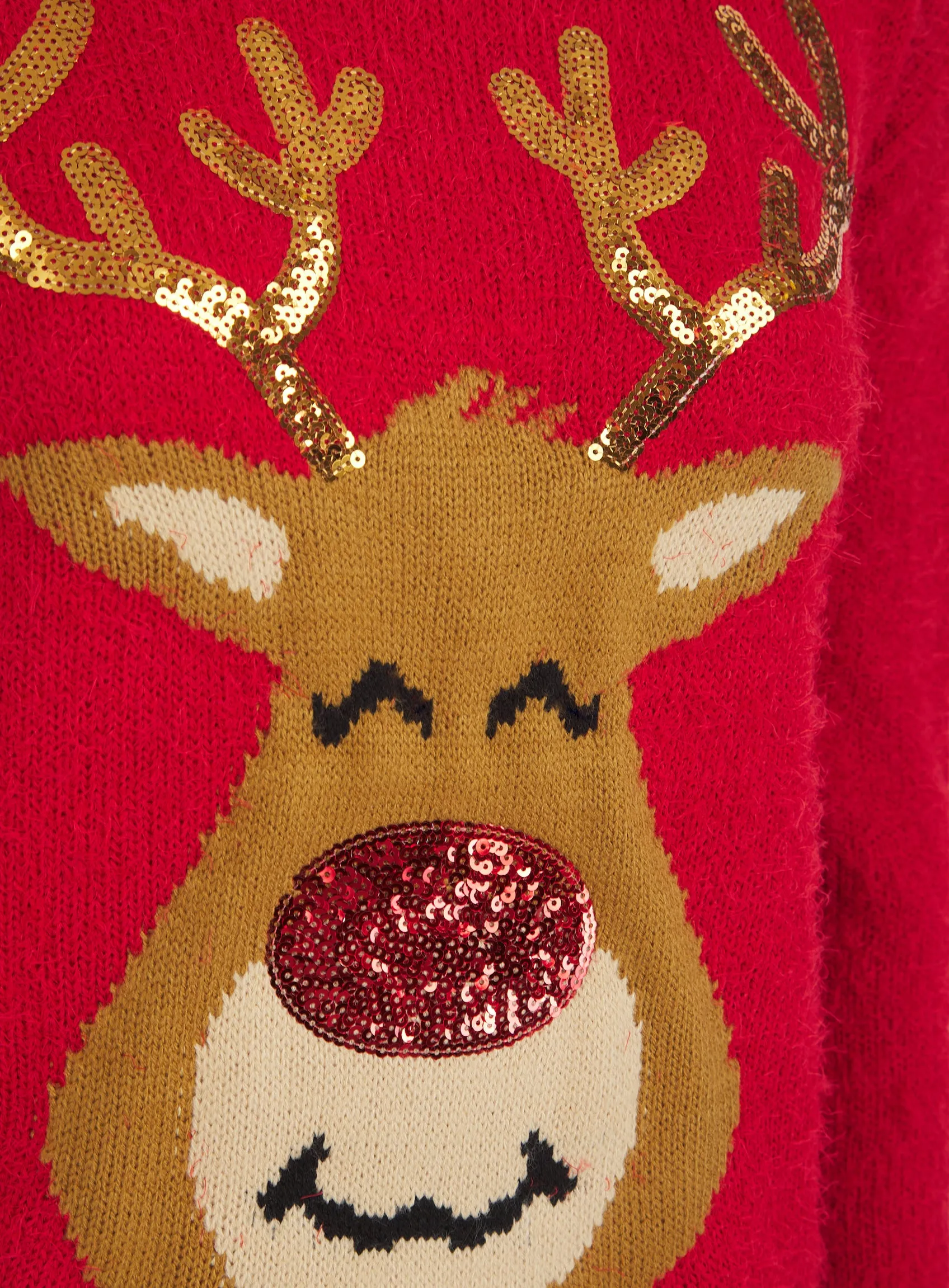 Ladies Reindeer Christmas Xmas Festive Jumper Red Cream sold by Your Style Outlet product image thumbnail 3