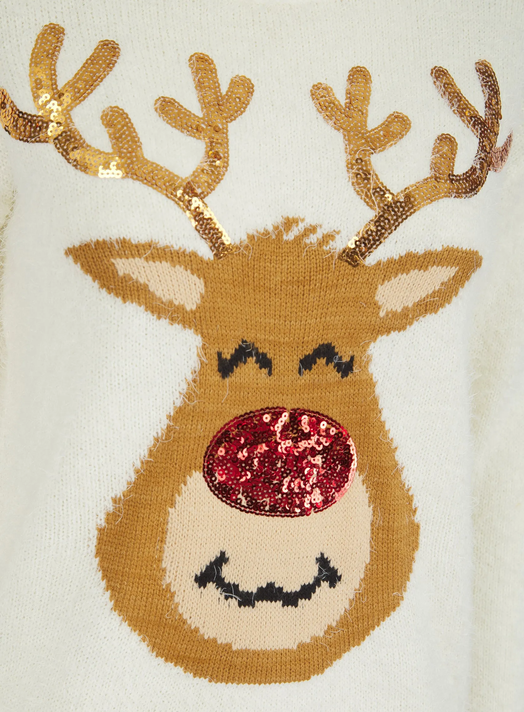 Ladies Reindeer Christmas Xmas Festive Jumper Red Cream sold by Your Style Outlet product image thumbnail 4