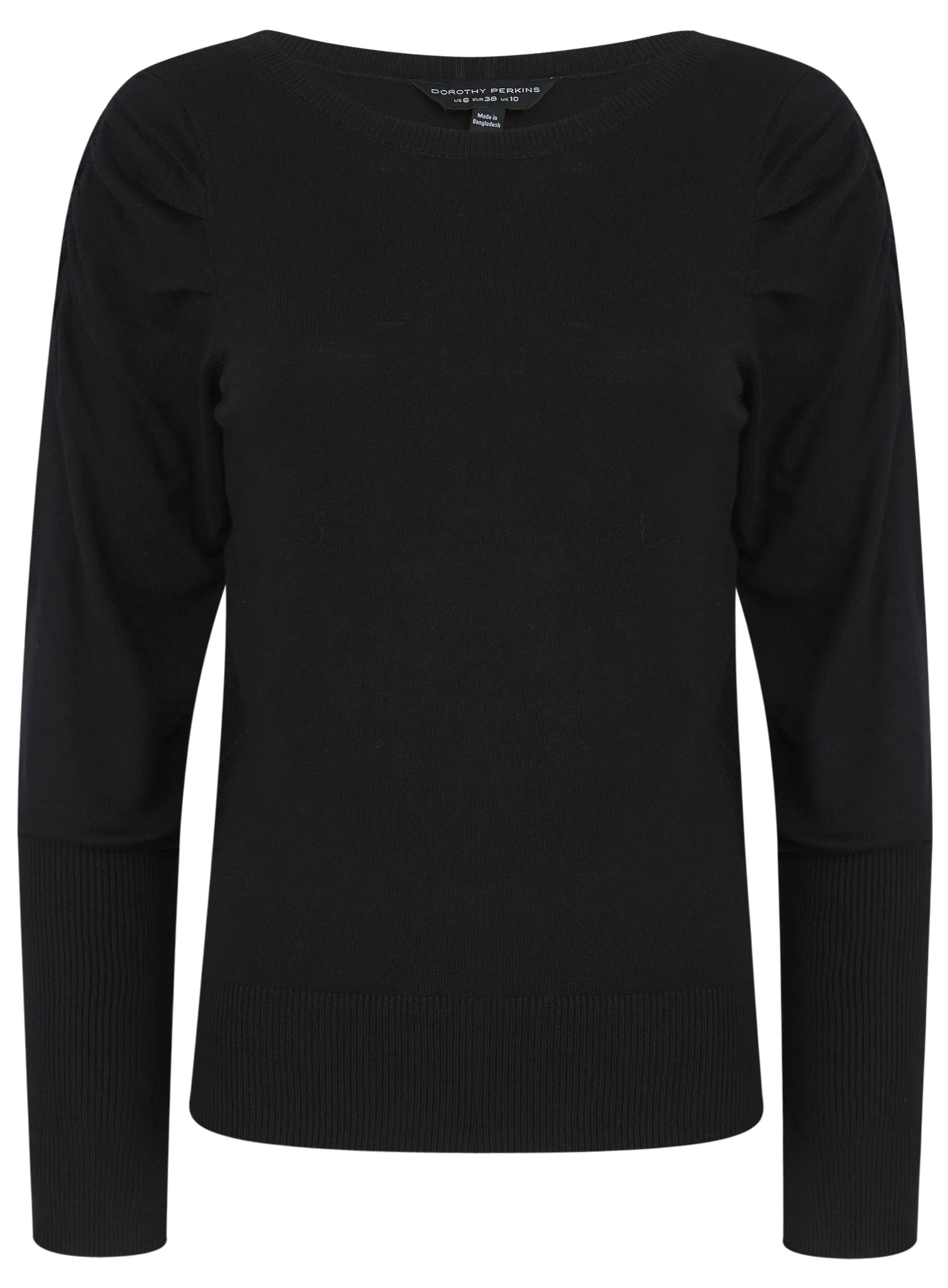 Ladies Rouche Arm Black Knit Jumper sold by Your Style Outlet