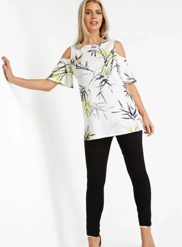 Ex Roman Ivory Floral Cold Shoulder Top sold by Your Style Outlet