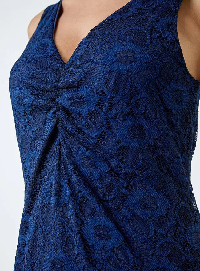 Ex Roman Navy Lace Twist Front Stretch Top sold by Your Style Outlet product image thumbnail 5