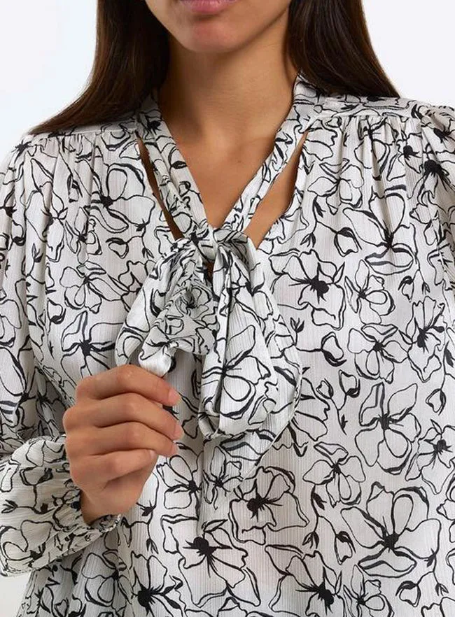 Ladies Pussybow V Neck Blouse In White sold by Your Style Outlet product image thumbnail 2