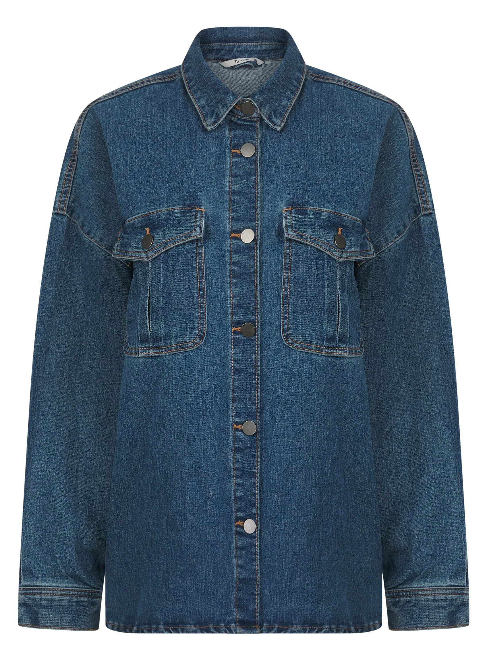Ladies TU Denim Shacket Shirt In Dark Blue sold by Your Style Outlet