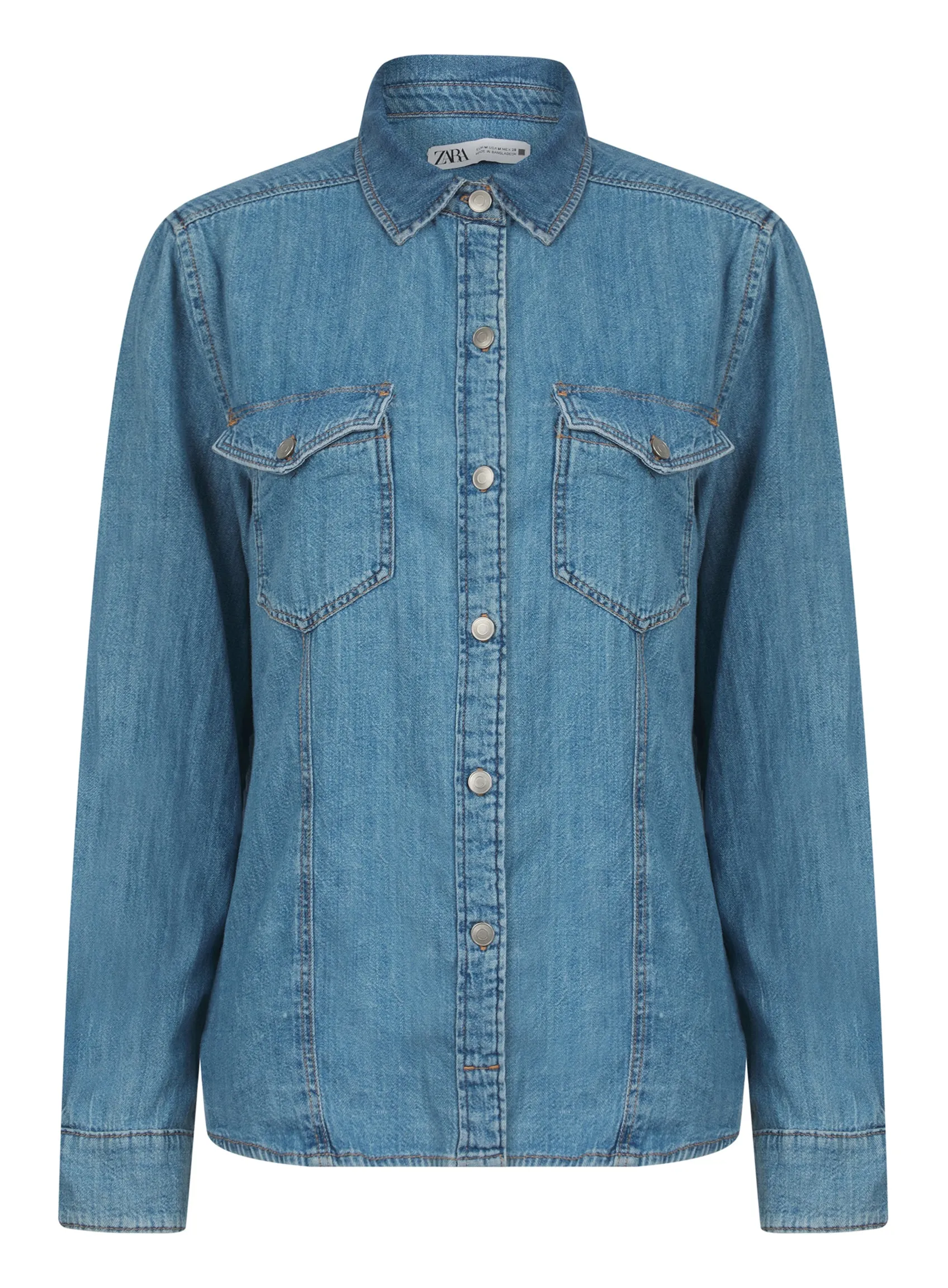 Ez Zara Ladies Western Denim Collared Shirt Blue sold by Your Style Outlet