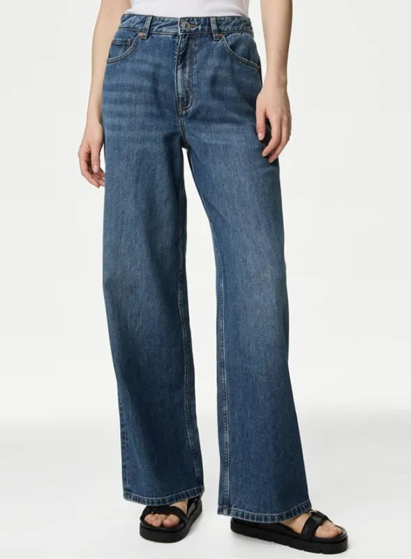 Ladies Slouchy Mid Rise Wide Leg Jeans sold by Your Style Outlet
