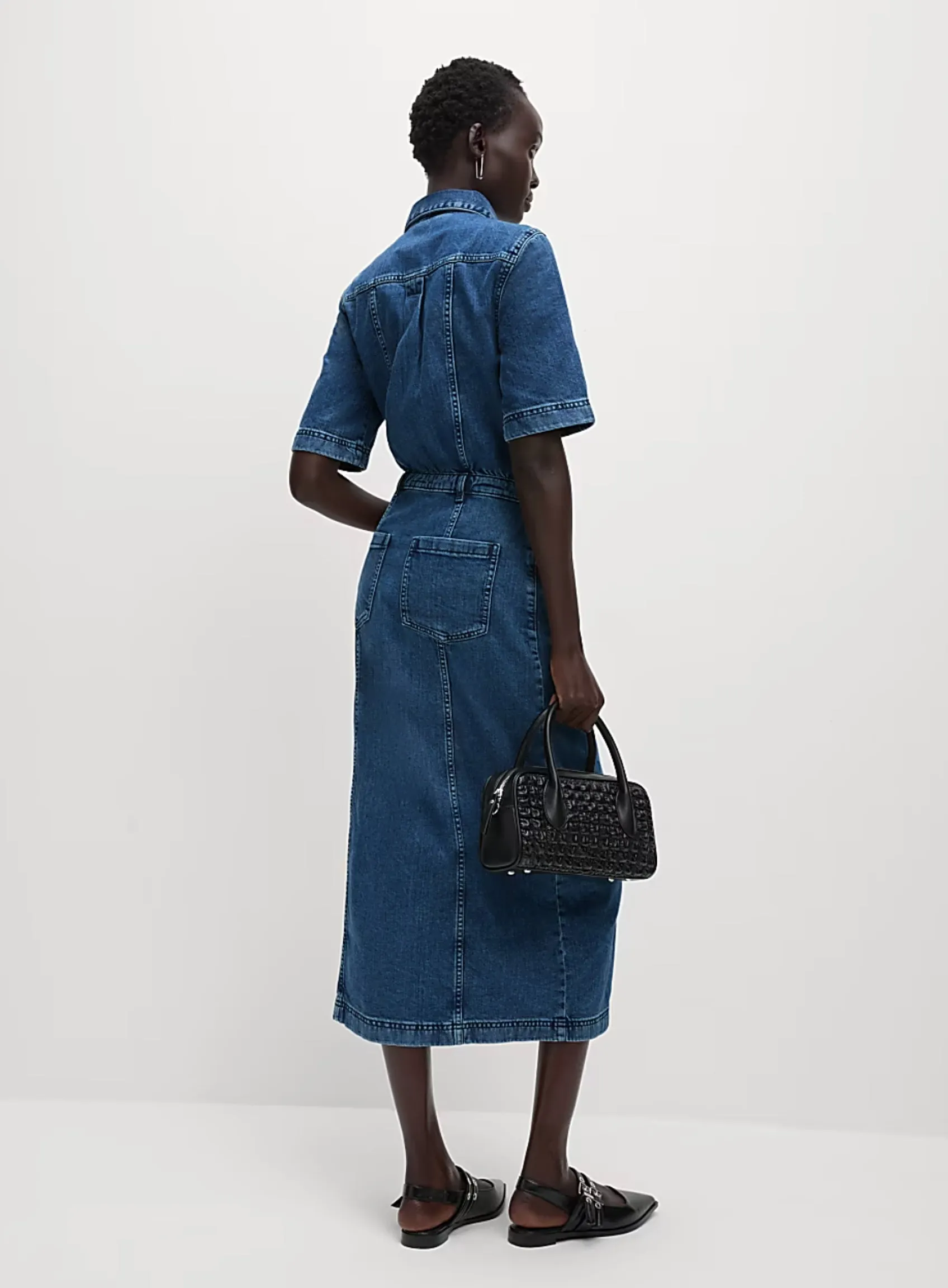 Ladies Pure Cotton Denim Midi Utility Dress sold by Your Style Outlet product image thumbnail 5