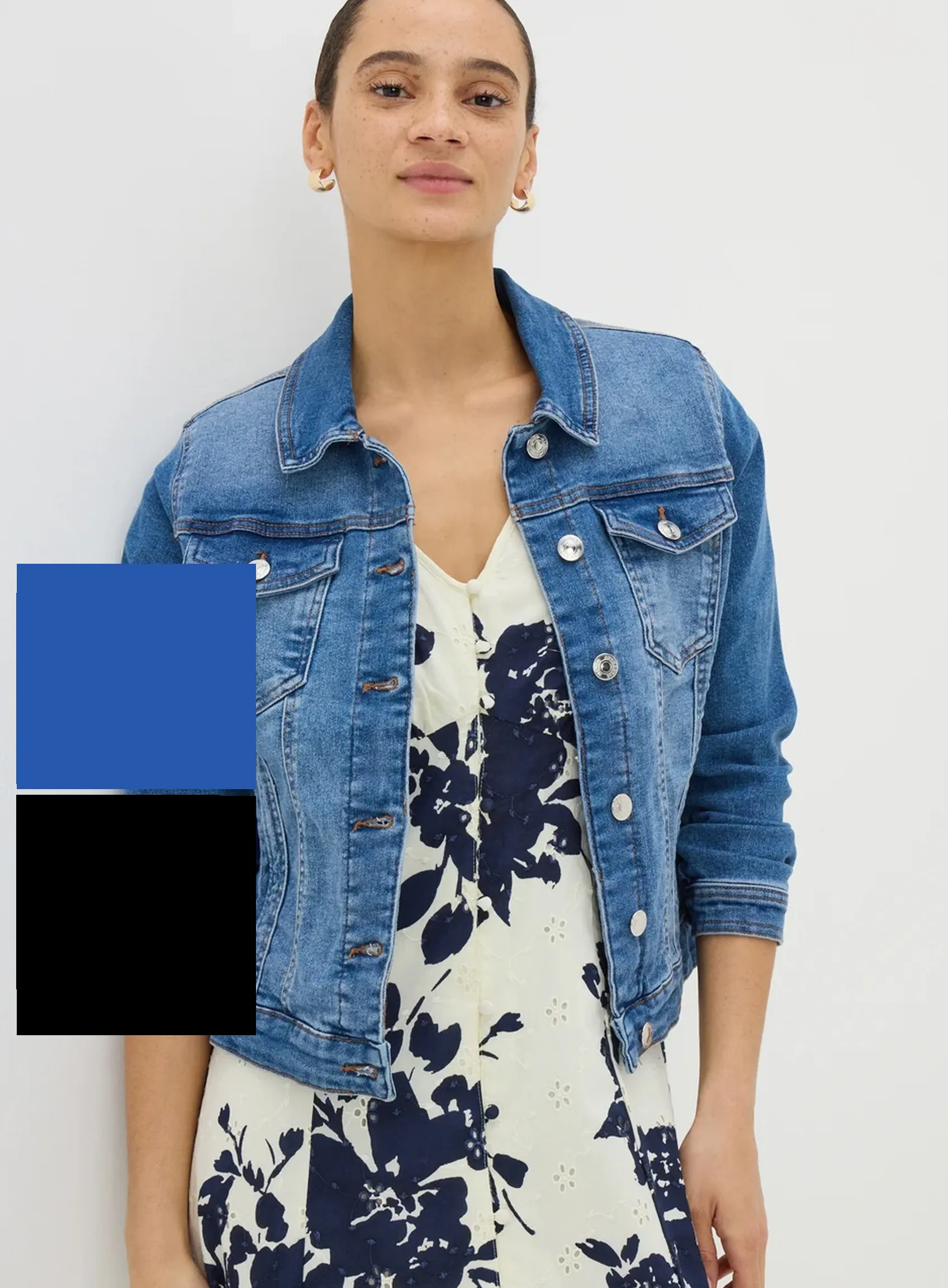 Ladies Cotton Stretch Denim Jacket In Blue And Black sold by Your Style Outlet
