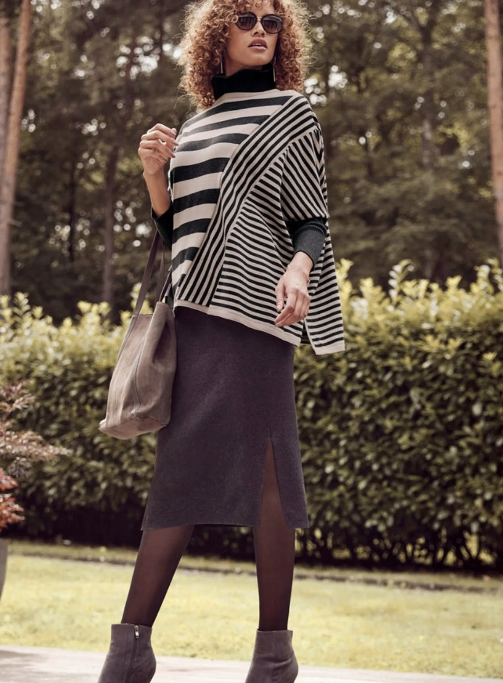 Ex Evans Assymetric Loose Striped Cotton Blend Jumper Top sold by Your Style Outlet product image thumbnail 2