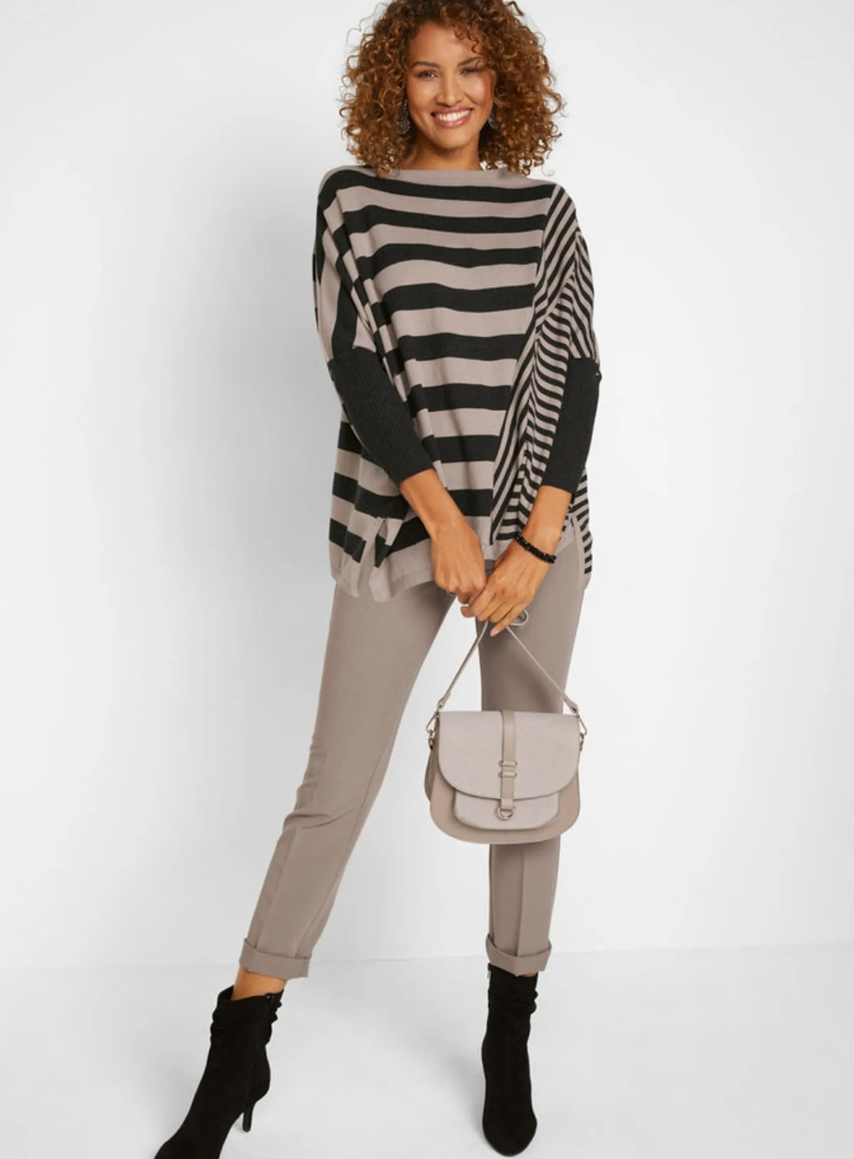 Ex Evans Assymetric Loose Striped Cotton Blend Jumper Top sold by Your Style Outlet product image thumbnail 5