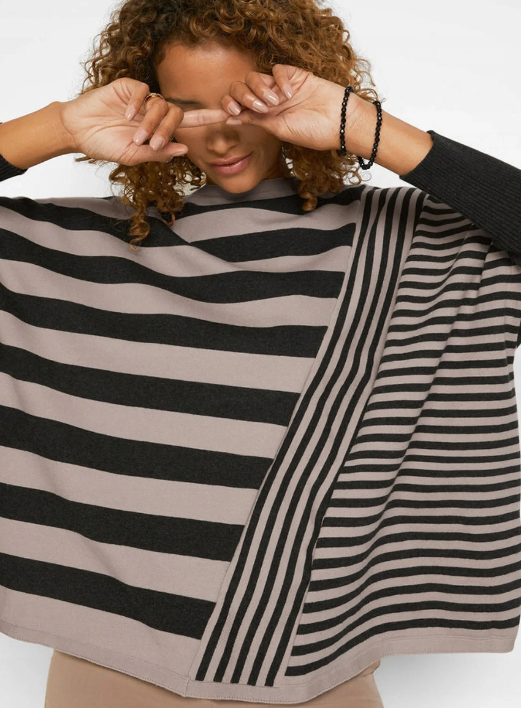 Ex Evans Assymetric Loose Striped Cotton Blend Jumper Top sold by Your Style Outlet product image thumbnail 3