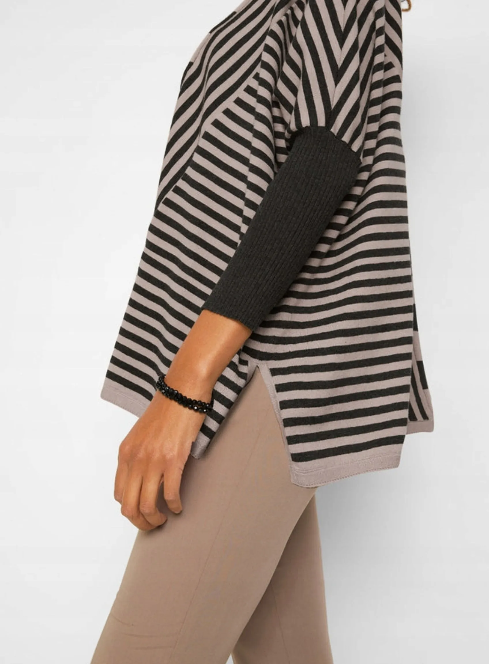 Ex Evans Assymetric Loose Striped Cotton Blend Jumper Top sold by Your Style Outlet product image thumbnail 4