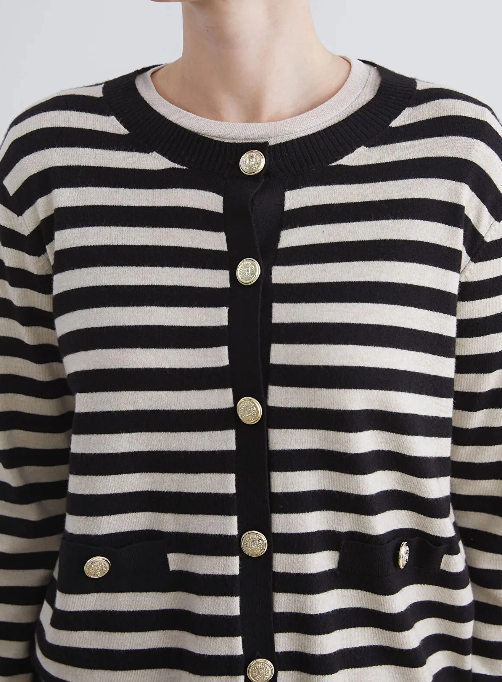 Comfort Crew Neck Striped Women's Knitwear Cardigan sold by Your Style Outlet product image thumbnail 3