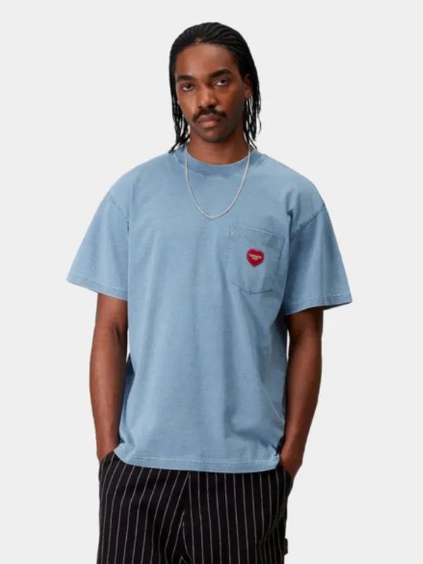 Short Sleeve Ingo Garment Dyed Pocket T-Shirt Light Blue sold by Your Style Outlet