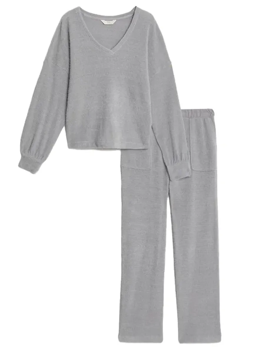 Ladies Fluffy Knit Lounge Set Grey sold by Your Style Outlet product image thumbnail 3