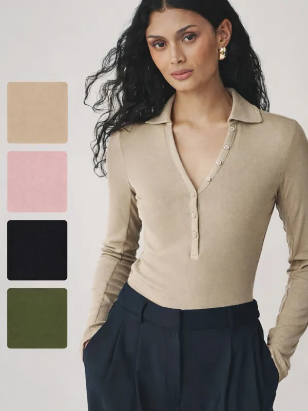 Ladies Premium Long Sleeve Collar Polo Top made by Your Style Outlet