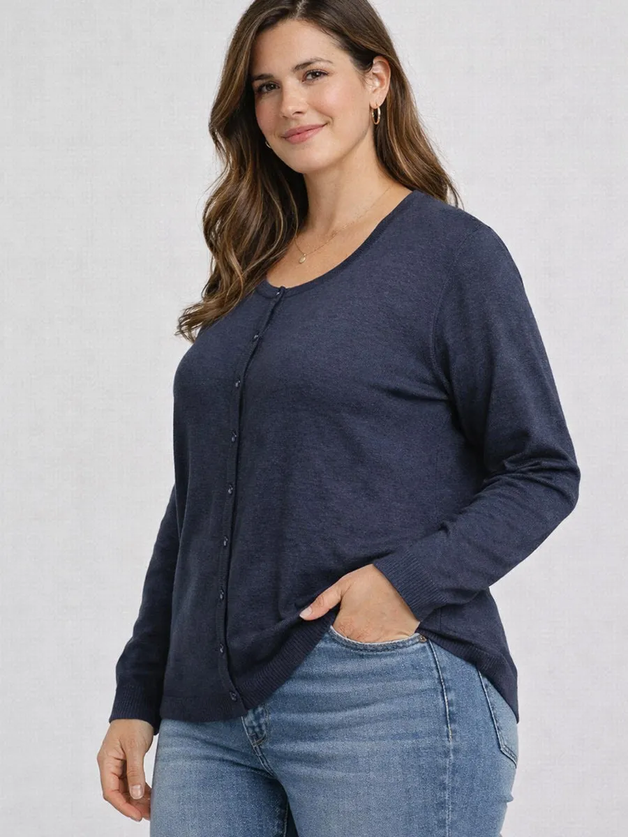 Ladies Plus Size Button Through Cardigan Navy And Black sold by Your Style Outlet product image thumbnail 2