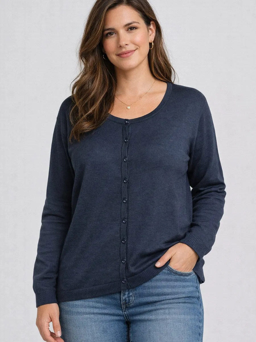 Ladies Plus Size Button Through Cardigan Navy And Black sold by Your Style Outlet product image thumbnail 3