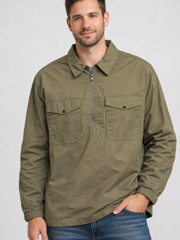 Mens Khaki Cotton Pocket Front Overshirt made by Your Style Outlet