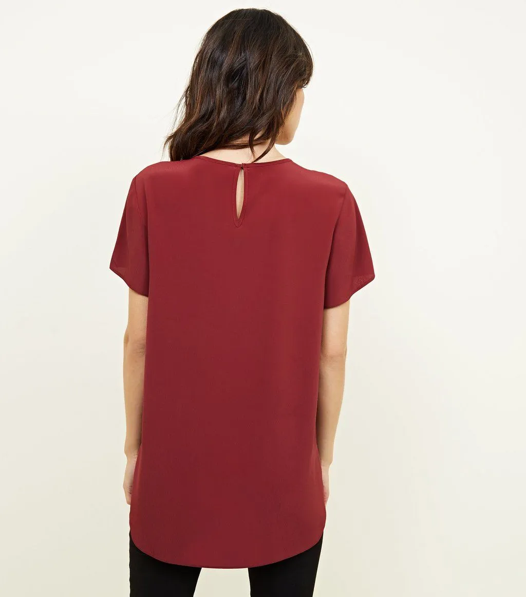 Ex Chainstore Burgundy Metal Trim Choker Neck Sleeveless Top sold by Your Style Outlet product image thumbnail 4