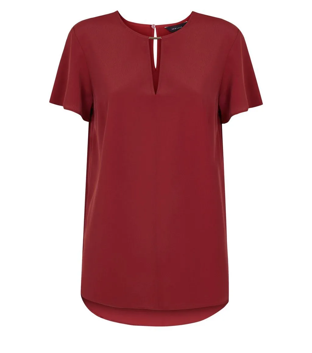 Ex Chainstore Burgundy Metal Trim Choker Neck Sleeveless Top sold by Your Style Outlet product image thumbnail 2