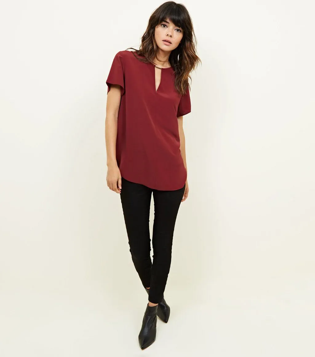 Ex Chainstore Burgundy Metal Trim Choker Neck Sleeveless Top sold by Your Style Outlet product image thumbnail 3