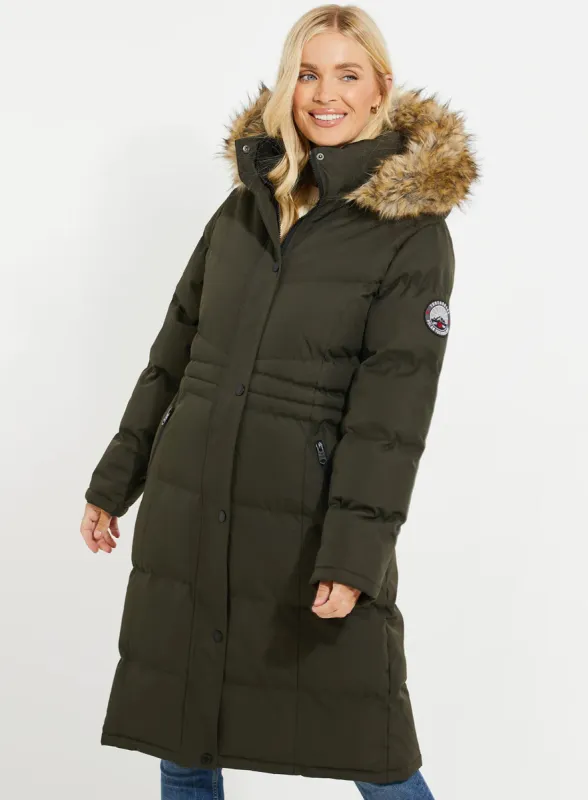Threadbare Women's Arnie Khaki Longline Parka Jacket sold by Your Style Outlet