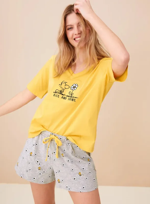 Ladies Snoopy Cotton Rich V Neck Pyjama Set sold by Your Style Outlet