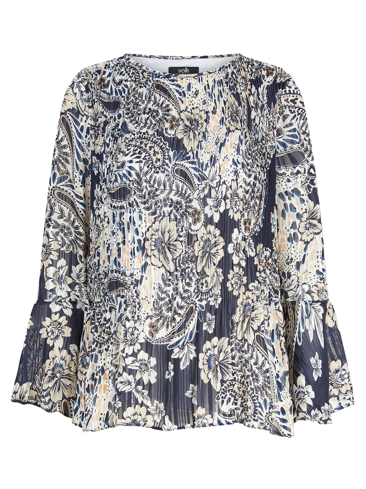 Ex Wallis Floral Paisley Print Pleated Long Sleeve Blouse sold by Your Style Outlet