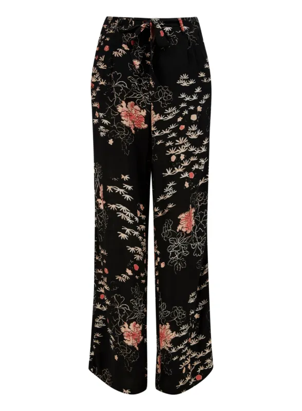 Ladies Black Floral Print Wide Leg Trouser sold by Your Style Outlet