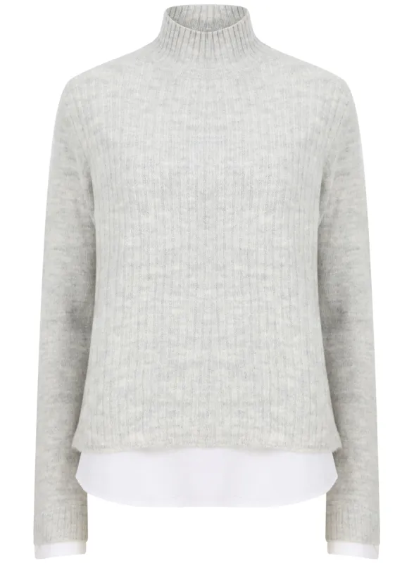 Ex Papaya Grey Mock 2 In 1 Jumper Shirt sold by Your Style Outlet