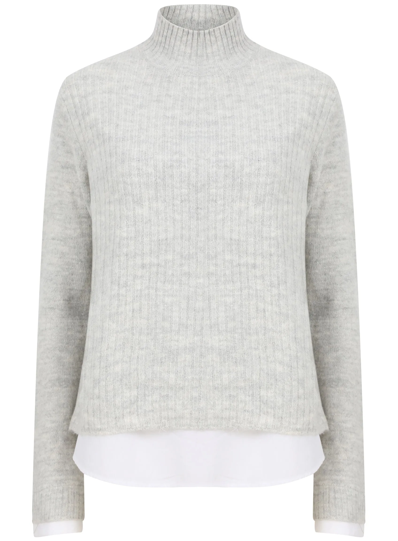 Ex Papaya Grey Mock 2 In 1 Jumper Shirt sold by Your Style Outlet