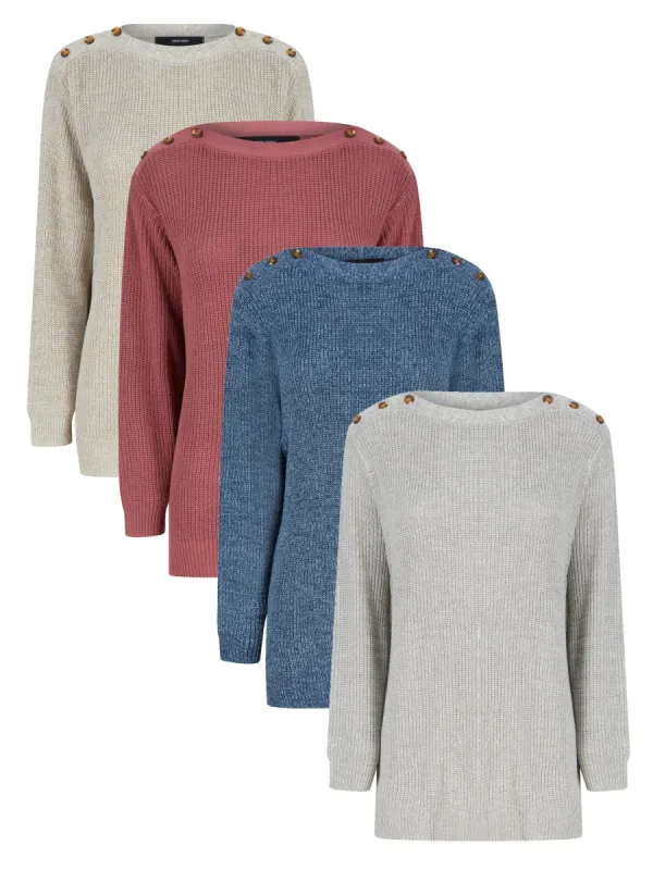 Ex Vero Moda Button Shoulder Long Sleeve Knit Jumper sold by Your Style Outlet