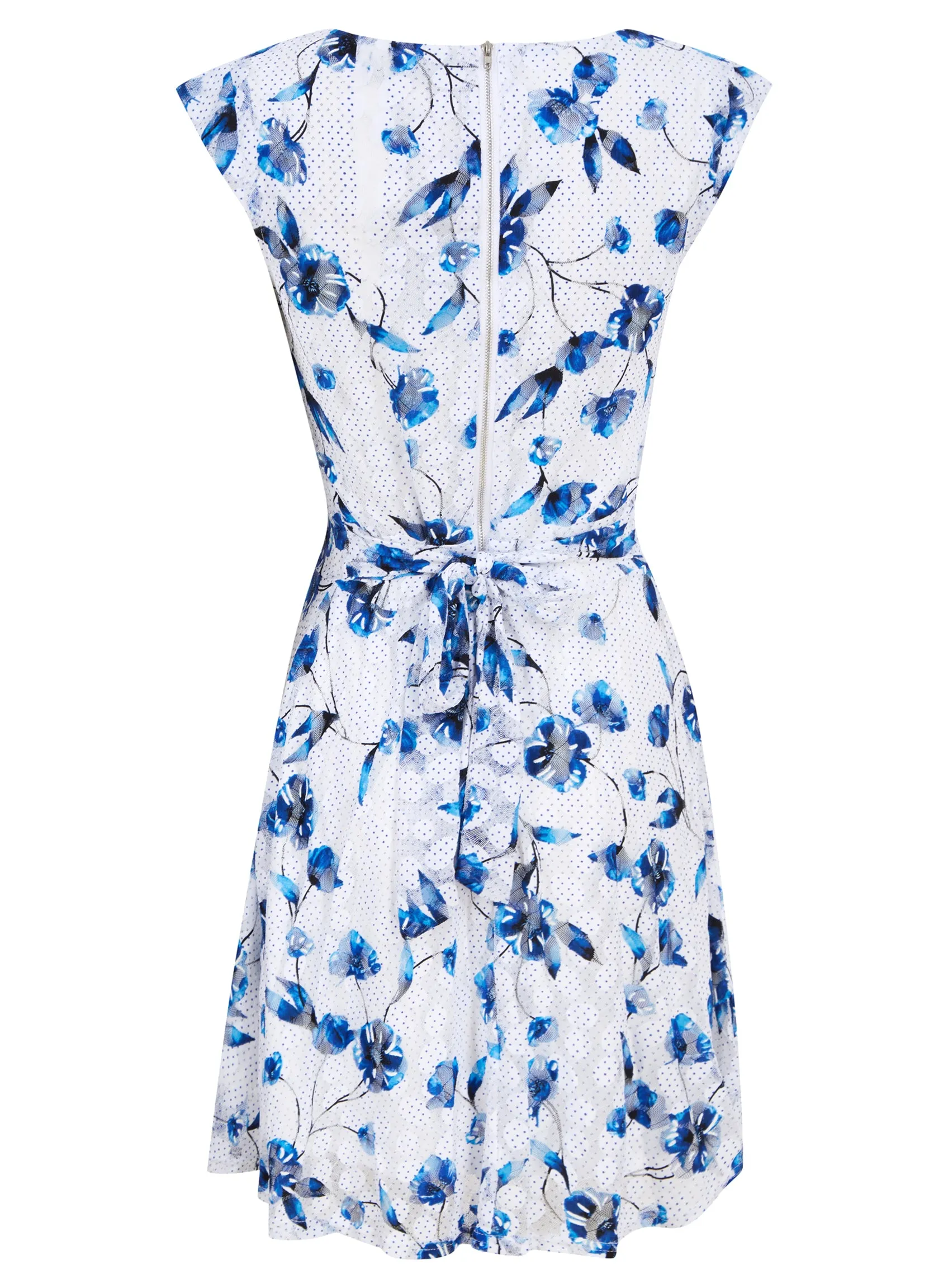Angel Eye White Floral Print Fully Lined Tie Back Skater Dress sold by Your Style Outlet product image thumbnail 3