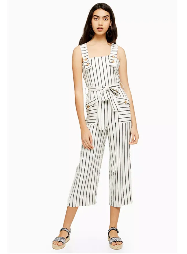Ex Topshop Ivory Stripe Pinafore Jumpsuit sold by Your Style Outlet