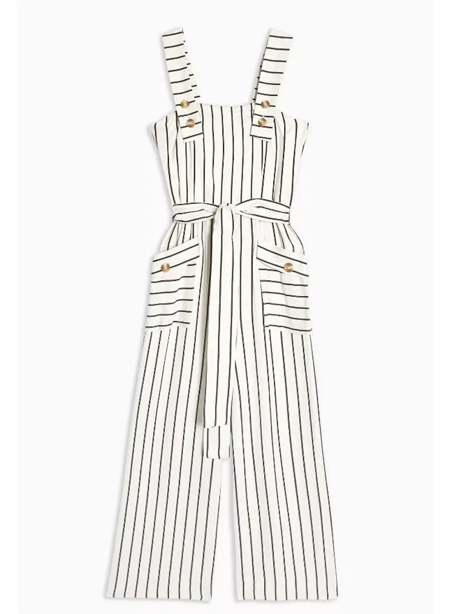 Ex Topshop Ivory Stripe Pinafore Jumpsuit sold by Your Style Outlet product image thumbnail 2