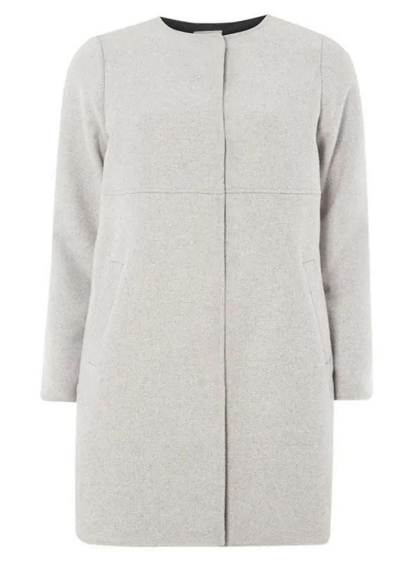 Ex Dorothy Perkins Grey Collarless Coat sold by Your Style Outlet