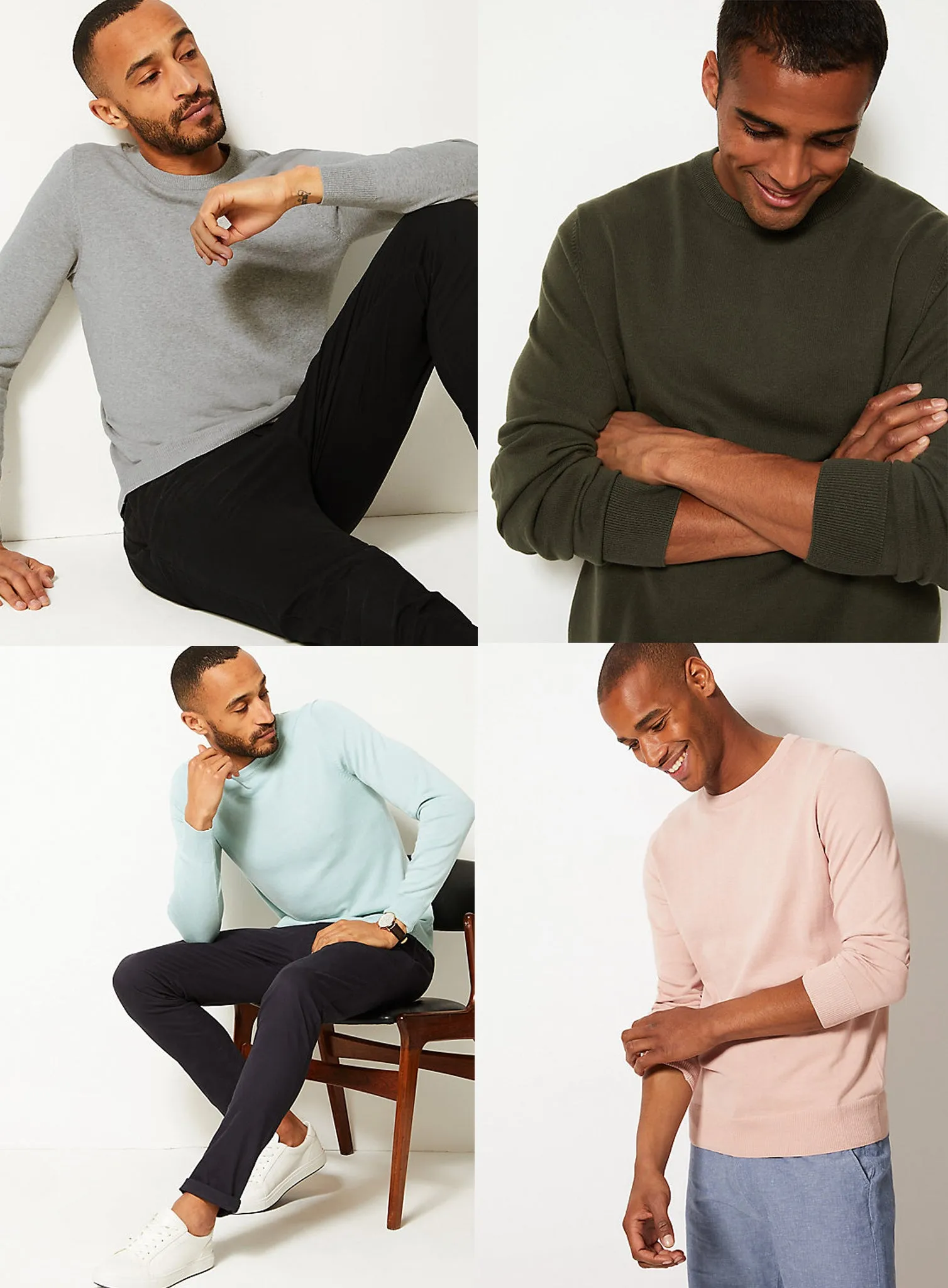 Ex Famous Store Collection Mens Pure Fine Cotton Crew Neck Jumper sold by Your Style Outlet