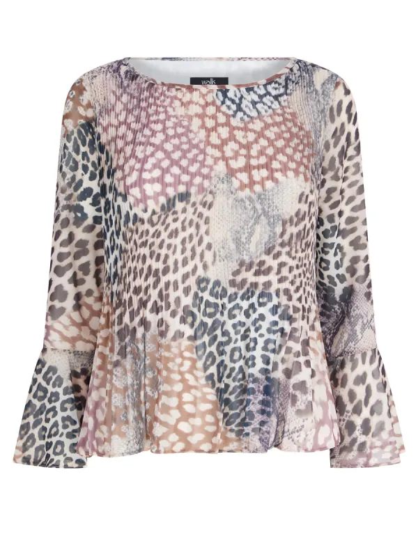 Ex Wallis Animal Leopard Print Pleated Long Sleeve Blouse sold by Your Style Outlet