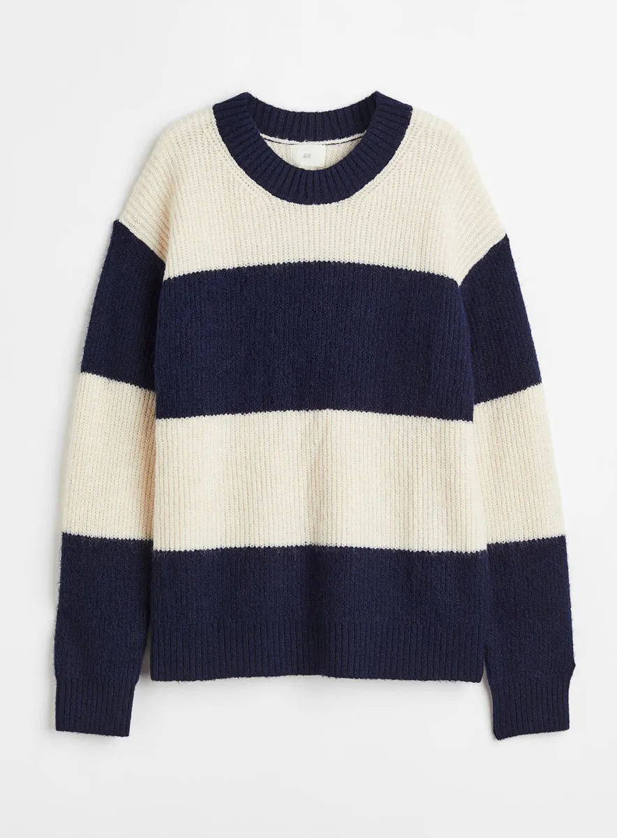 Ladies Ex H&M Rib Knit Soft Feel Striped Jumper Blue Green sold by Your Style Outlet product image thumbnail 2